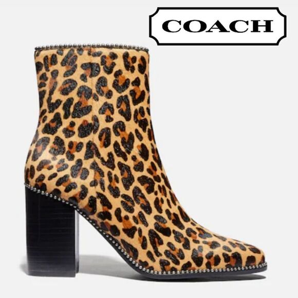 Coach Calf Hair Leopard Print Bootie - Picture 1 of 8